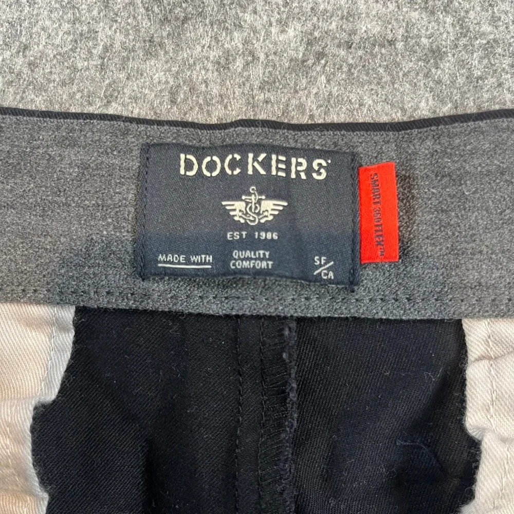 Dockers Mens Smart 360 Flex Straight Fit‎ Black Chino Pants 36 Workwear Casual